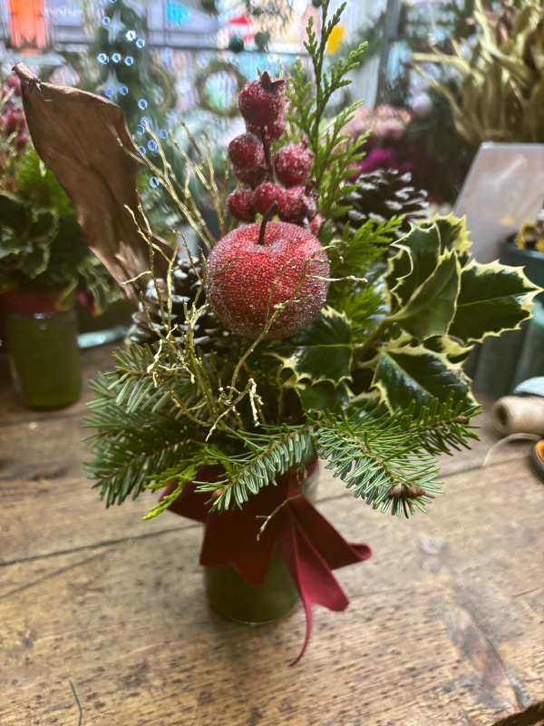 A trio of festive jam jars.